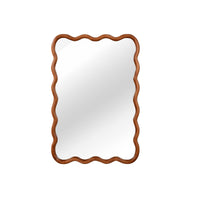 VanityFus 30-in W 20-in H Wavy Rectangle Yellowish-Brown Framed Beveled Bathroom Vanity Mirror Wall Mirror