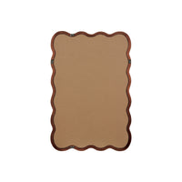VanityFus 30-in W 20-in H Wavy Rectangle Dark Walnut Framed Beveled Bathroom Vanity Mirror Wall Mirror