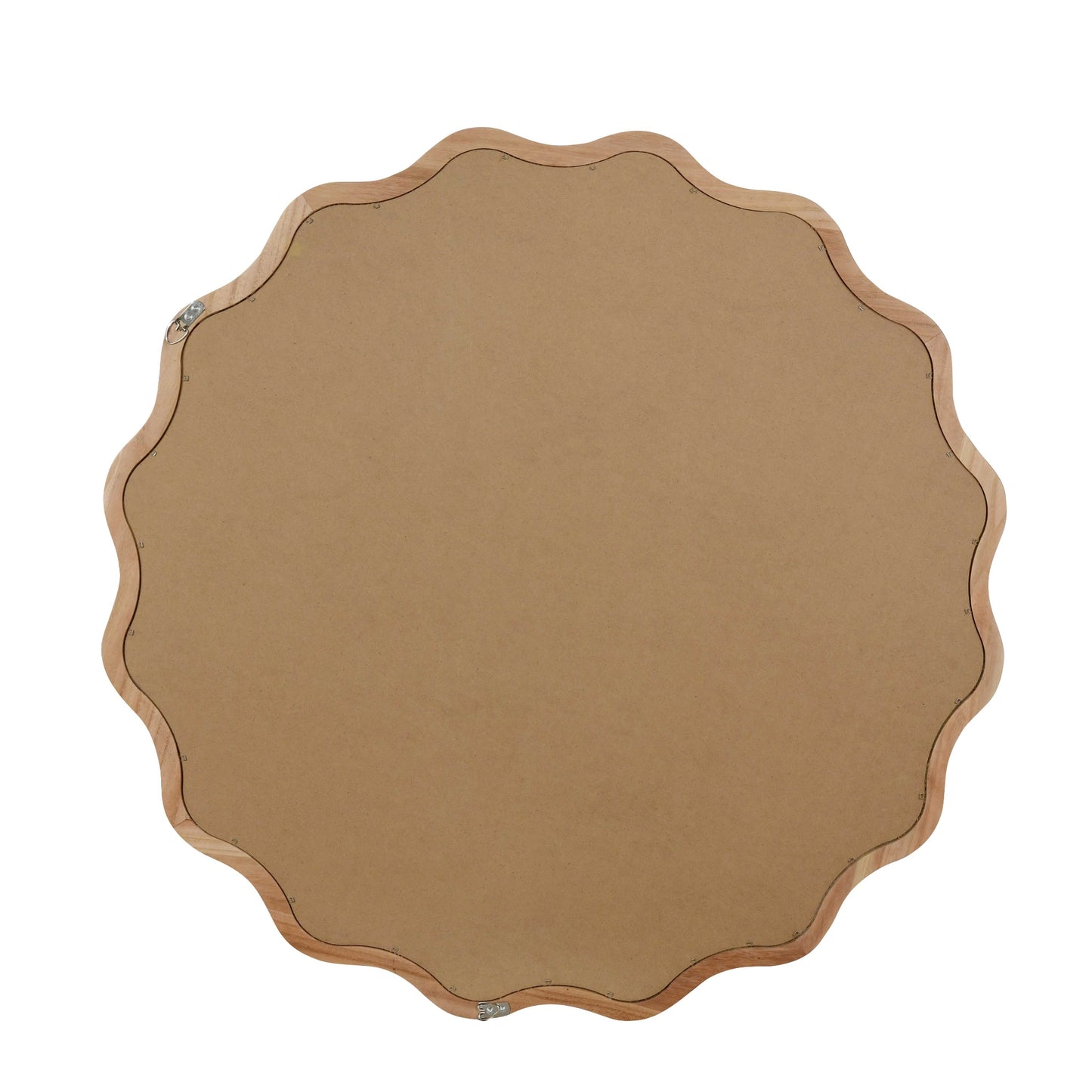 VanityFus 24-in W 24-in H Wavy Round Natural Wood Framed Beveled Bathroom Vanity Mirror Wall Mirror