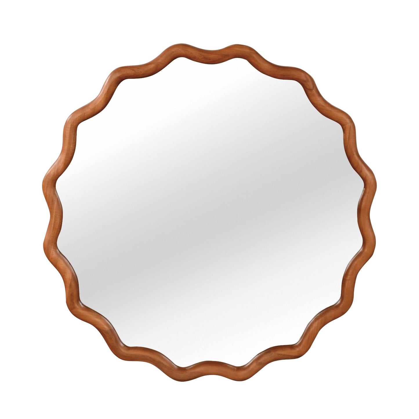 VanityFus 24-in W 24-in H Wavy Round Yellowish-Brown Framed Beveled Bathroom Vanity Mirror Wall Mirror