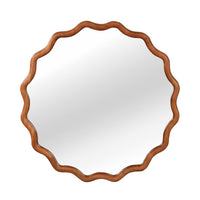 VanityFus 24-in W 24-in H Wavy Round Yellowish-Brown Framed Beveled Bathroom Vanity Mirror Wall Mirror
