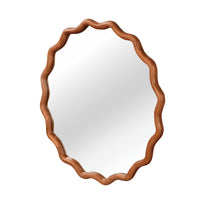 VanityFus 24-in W 24-in H Wavy Round Yellowish-Brown Framed Beveled Bathroom Vanity Mirror Wall Mirror