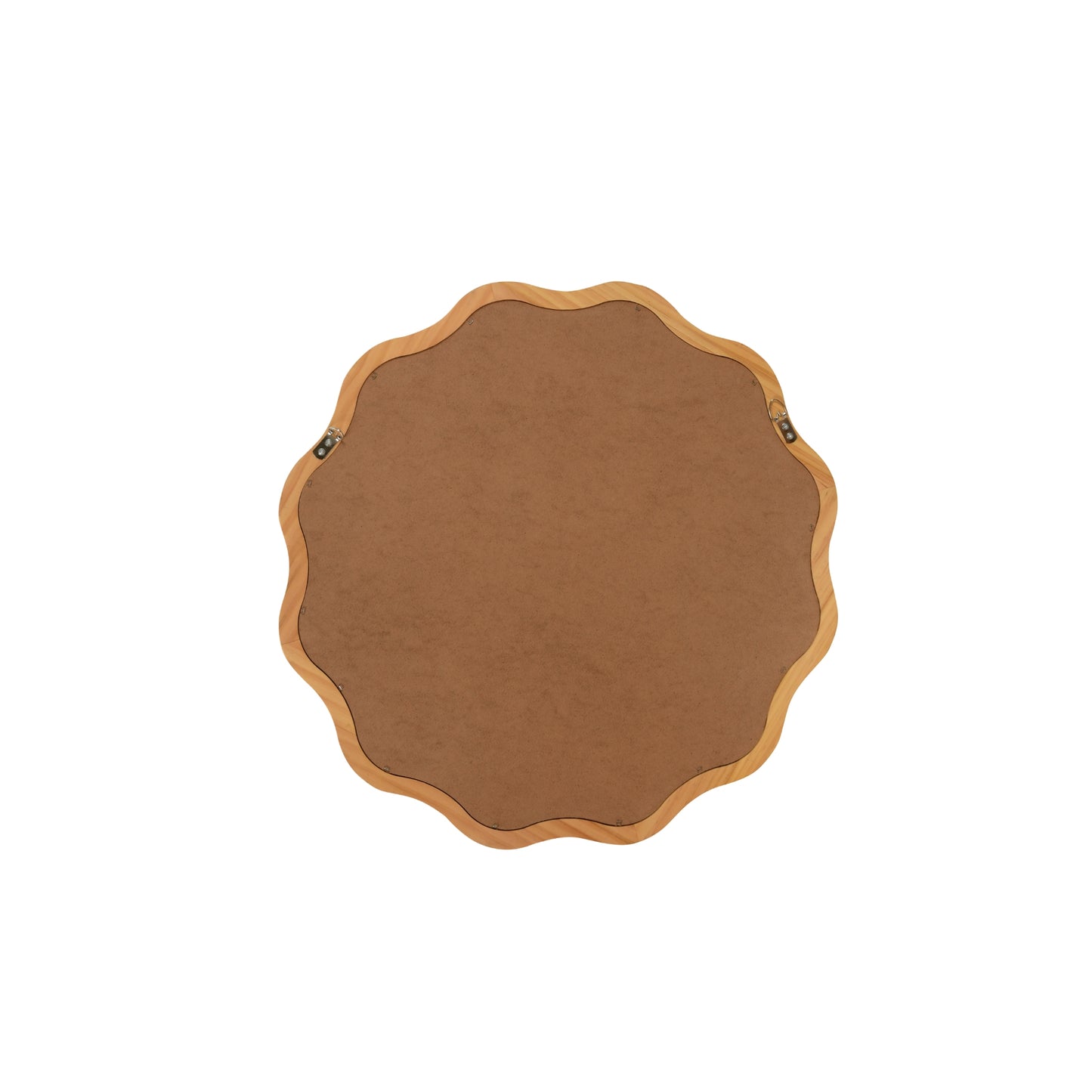 VanityFus 24-in W 24-in H Wavy Round Oak Framed Beveled Bathroom Vanity Mirror Wall Mirror