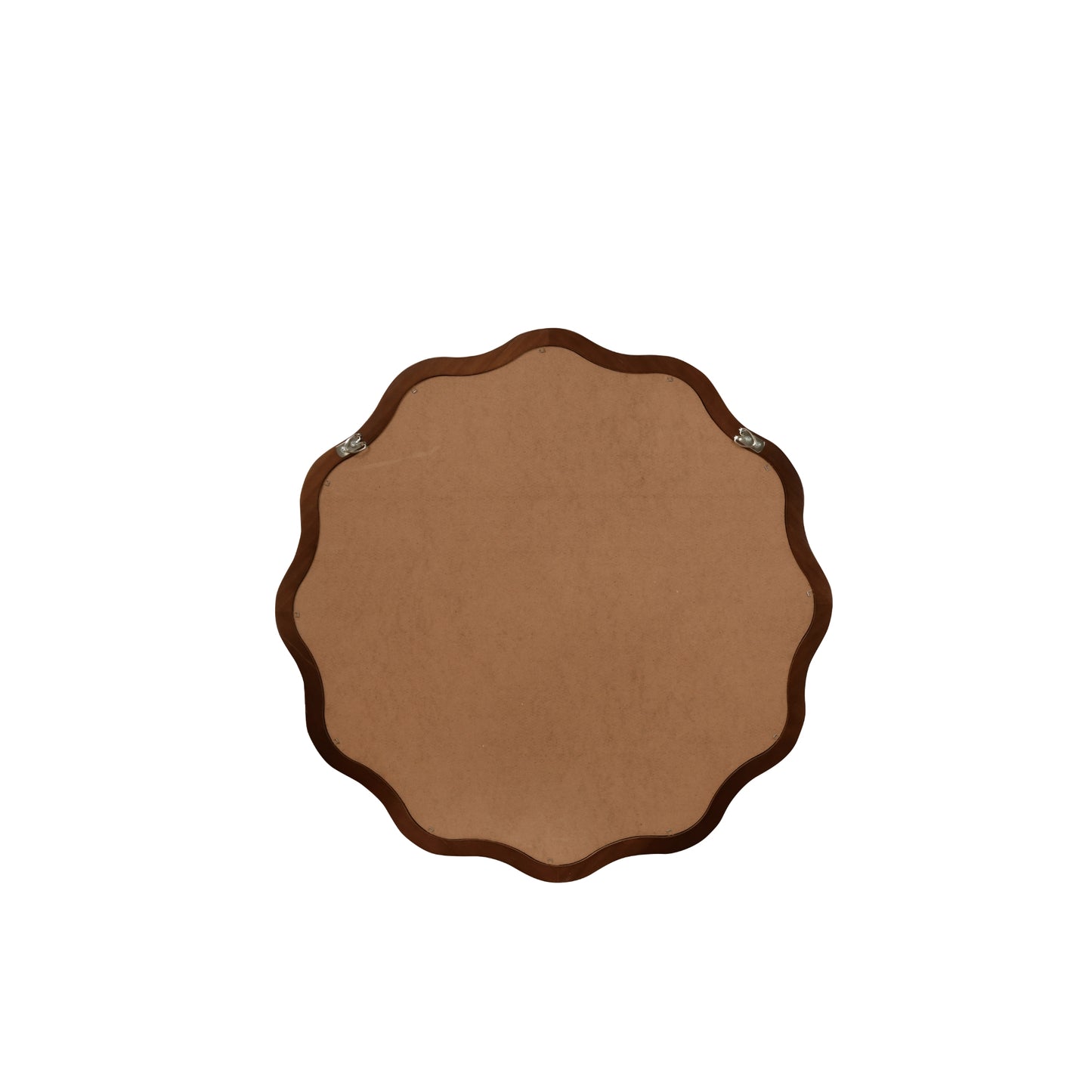 VanityFus 24-in W 24-in H Wavy Round Dark Walnut Framed Beveled Bathroom Vanity Mirror Wall Mirror