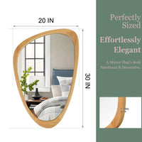 VanityFus 30-in W 20-in H Irregular Oak Framed Beveled Bathroom Vanity Mirror Wall Mirror