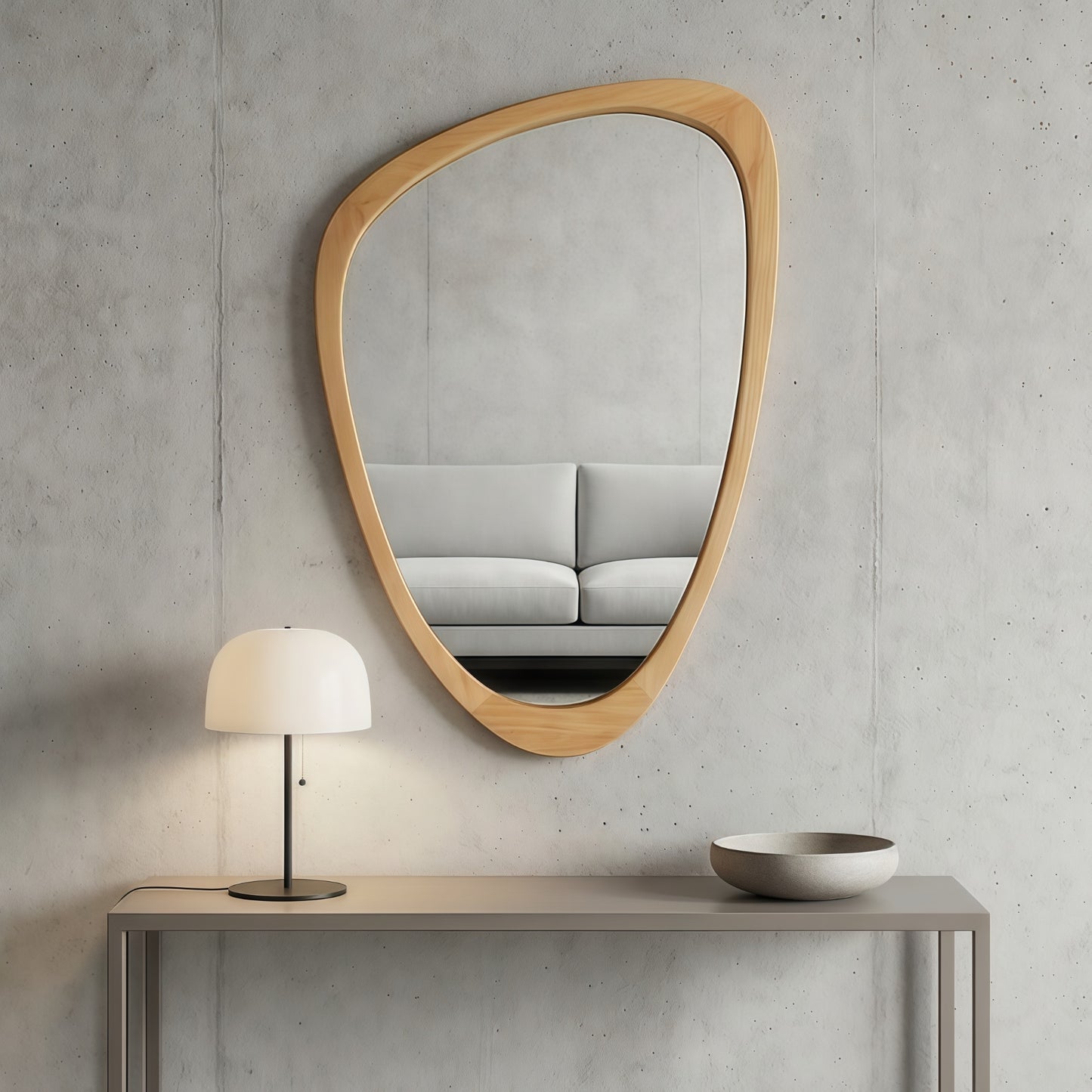 VanityFus 30-in W 20-in H Irregular Oak Framed Beveled Bathroom Vanity Mirror Wall Mirror