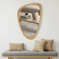 VanityFus 30-in W 20-in H Irregular Oak Framed Beveled Bathroom Vanity Mirror Wall Mirror