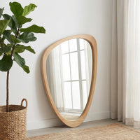 VanityFus 30-in W 20-in H Irregular Oak Framed Beveled Bathroom Vanity Mirror Wall Mirror