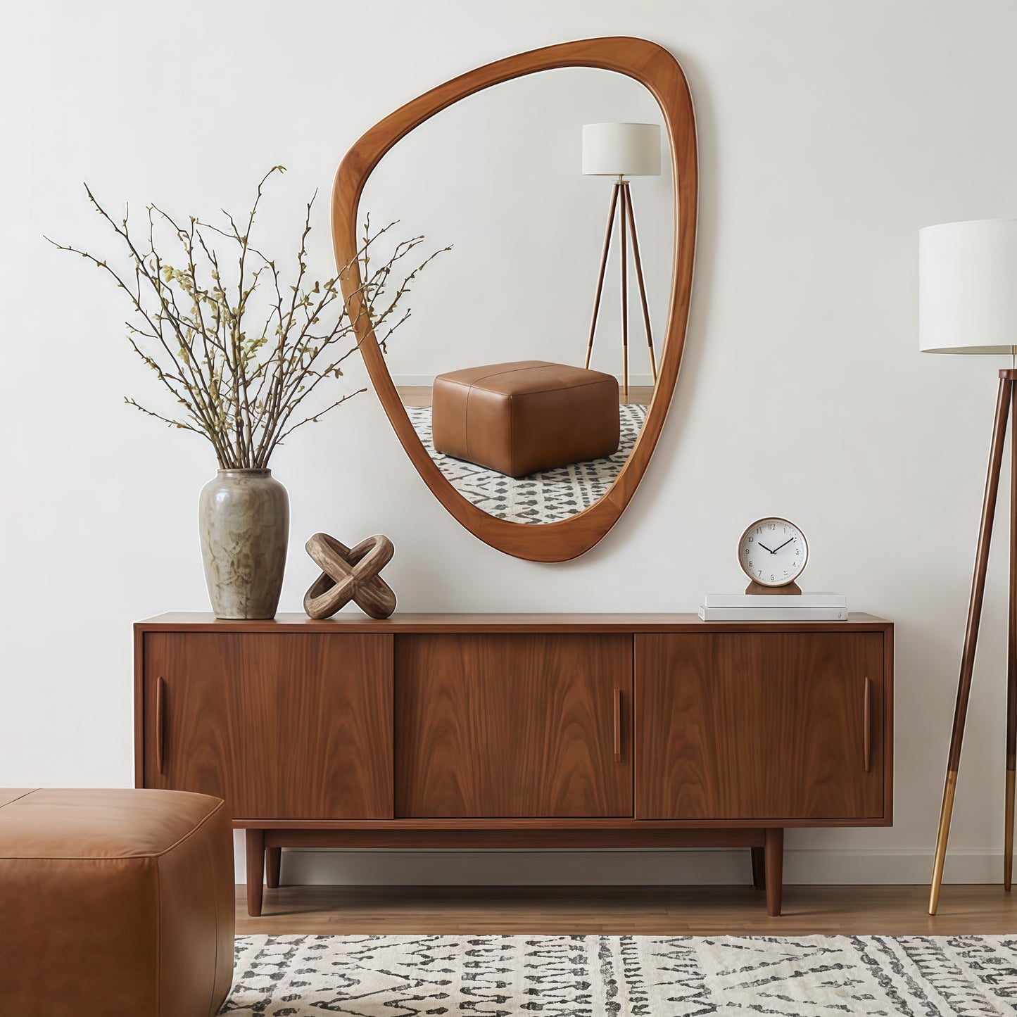 VanityFus 30-in W 20-in H Irregular Yellowish-Brown Framed Beveled Bathroom Vanity Mirror Wall Mirror