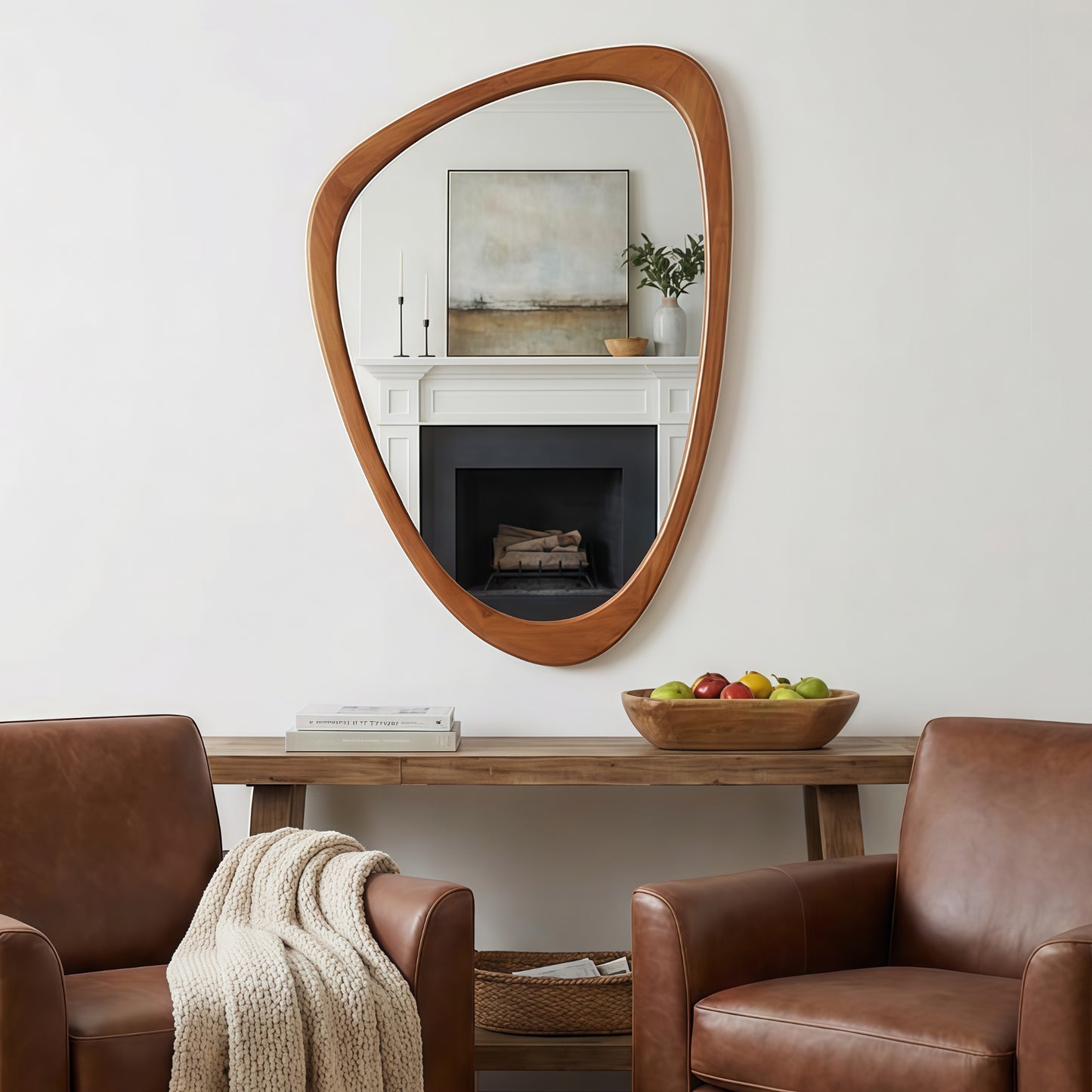 VanityFus 30-in W 20-in H Irregular Yellowish-Brown Framed Beveled Bathroom Vanity Mirror Wall Mirror