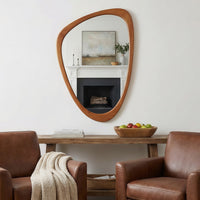 VanityFus 30-in W 20-in H Irregular Yellowish-Brown Framed Beveled Bathroom Vanity Mirror Wall Mirror