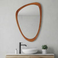 VanityFus 30-in W 20-in H Irregular Yellowish-Brown Framed Beveled Bathroom Vanity Mirror Wall Mirror