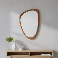 VanityFus 30-in W 20-in H Irregular Yellowish-Brown Framed Beveled Bathroom Vanity Mirror Wall Mirror