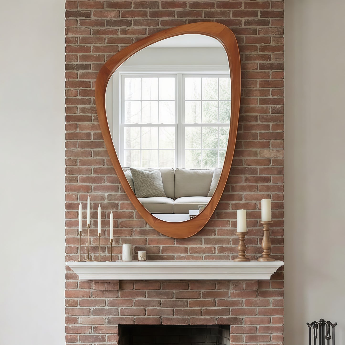 VanityFus 30-in W 20-in H Irregular Yellowish-Brown Framed Beveled Bathroom Vanity Mirror Wall Mirror