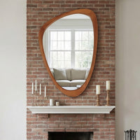 VanityFus 30-in W 20-in H Irregular Yellowish-Brown Framed Beveled Bathroom Vanity Mirror Wall Mirror