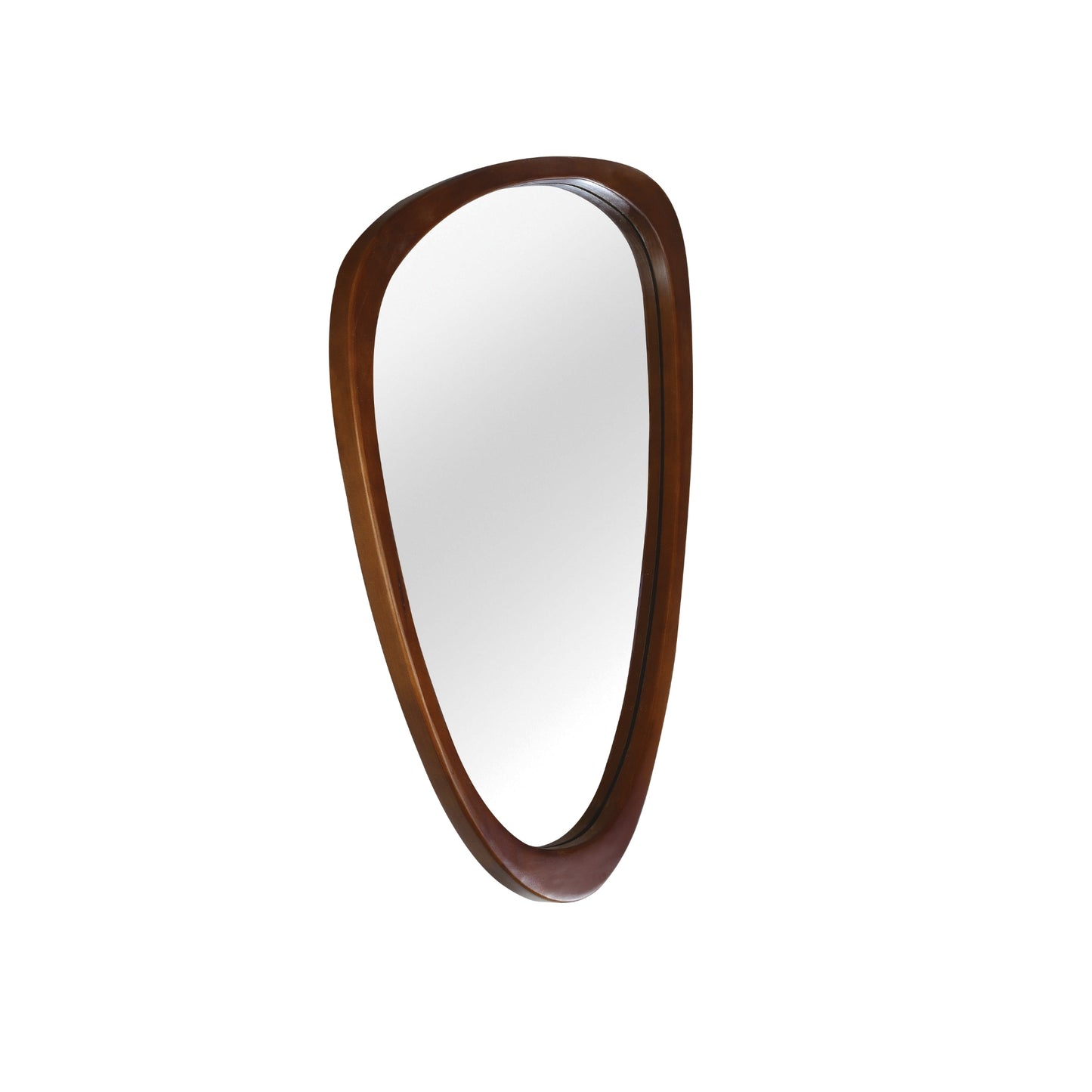 VanityFus 30-in W 20-in H Irregular Dark Walnut Framed Beveled Bathroom Vanity Mirror Wall Mirror
