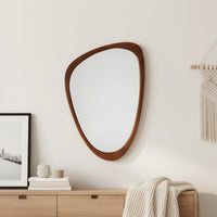 VanityFus 30-in W 20-in H Irregular Dark Walnut Framed Beveled Bathroom Vanity Mirror Wall Mirror