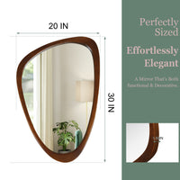 VanityFus 30-in W 20-in H Irregular Dark Walnut Framed Beveled Bathroom Vanity Mirror Wall Mirror