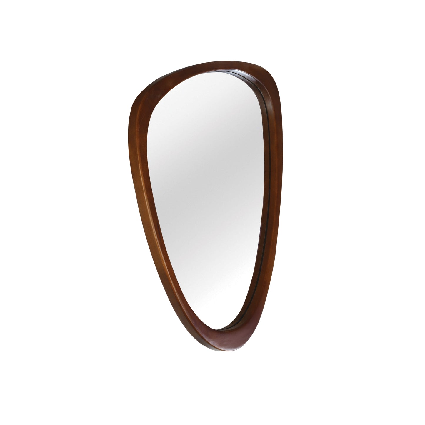 VanityFus 30-in W 20-in H Irregular Dark Walnut Framed Beveled Bathroom Vanity Mirror Wall Mirror