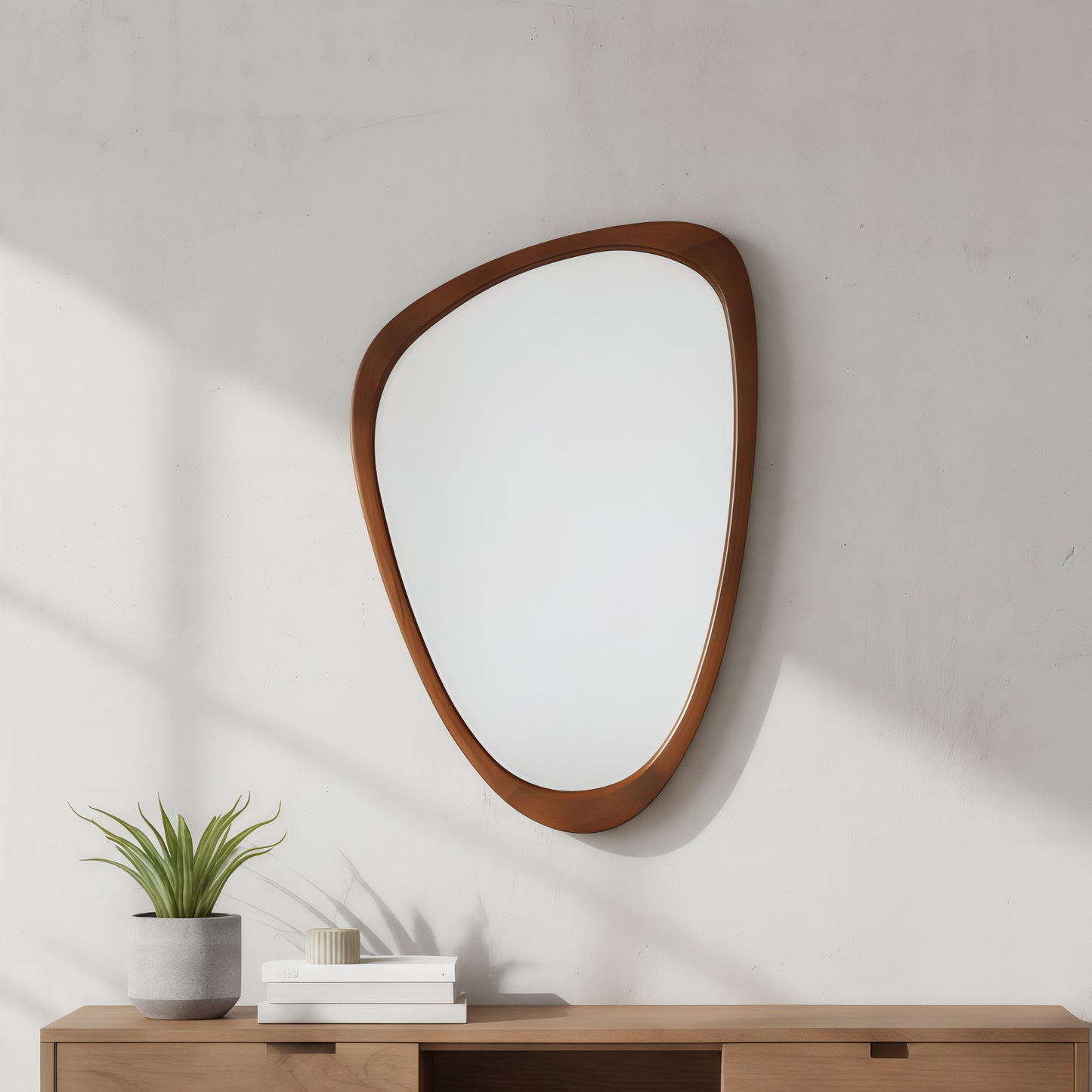 VanityFus 30-in W 20-in H Irregular Dark Walnut Framed Beveled Bathroom Vanity Mirror Wall Mirror