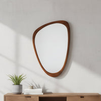 VanityFus 30-in W 20-in H Irregular Dark Walnut Framed Beveled Bathroom Vanity Mirror Wall Mirror