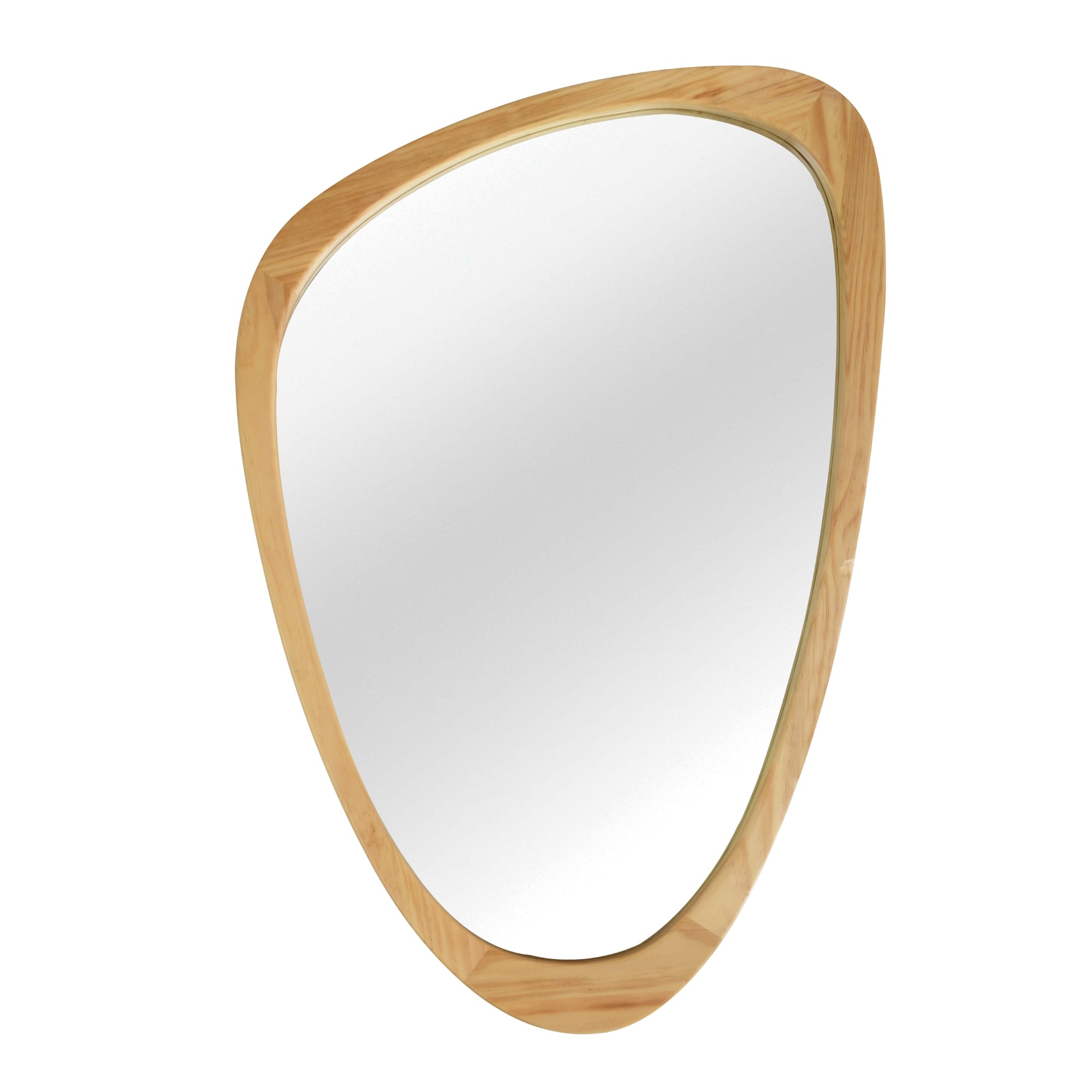 VanityFus 36-in W 24-in H Irregular Oak Framed Beveled Bathroom Vanity Mirror Wall Mirror