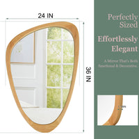 VanityFus 36-in W 24-in H Irregular Oak Framed Beveled Bathroom Vanity Mirror Wall Mirror