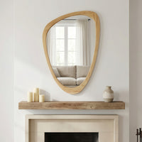 VanityFus 36-in W 24-in H Irregular Oak Framed Beveled Bathroom Vanity Mirror Wall Mirror