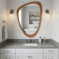 VanityFus 36-in W 24-in H Irregular Yellowish-Brown Framed Beveled Bathroom Vanity Mirror Wall Mirror