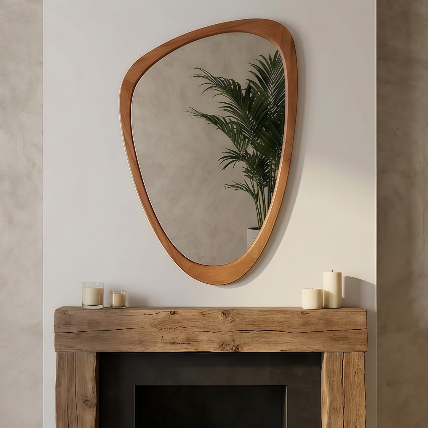 VanityFus 36-in W 24-in H Irregular Yellowish-Brown Framed Beveled Bathroom Vanity Mirror Wall Mirror