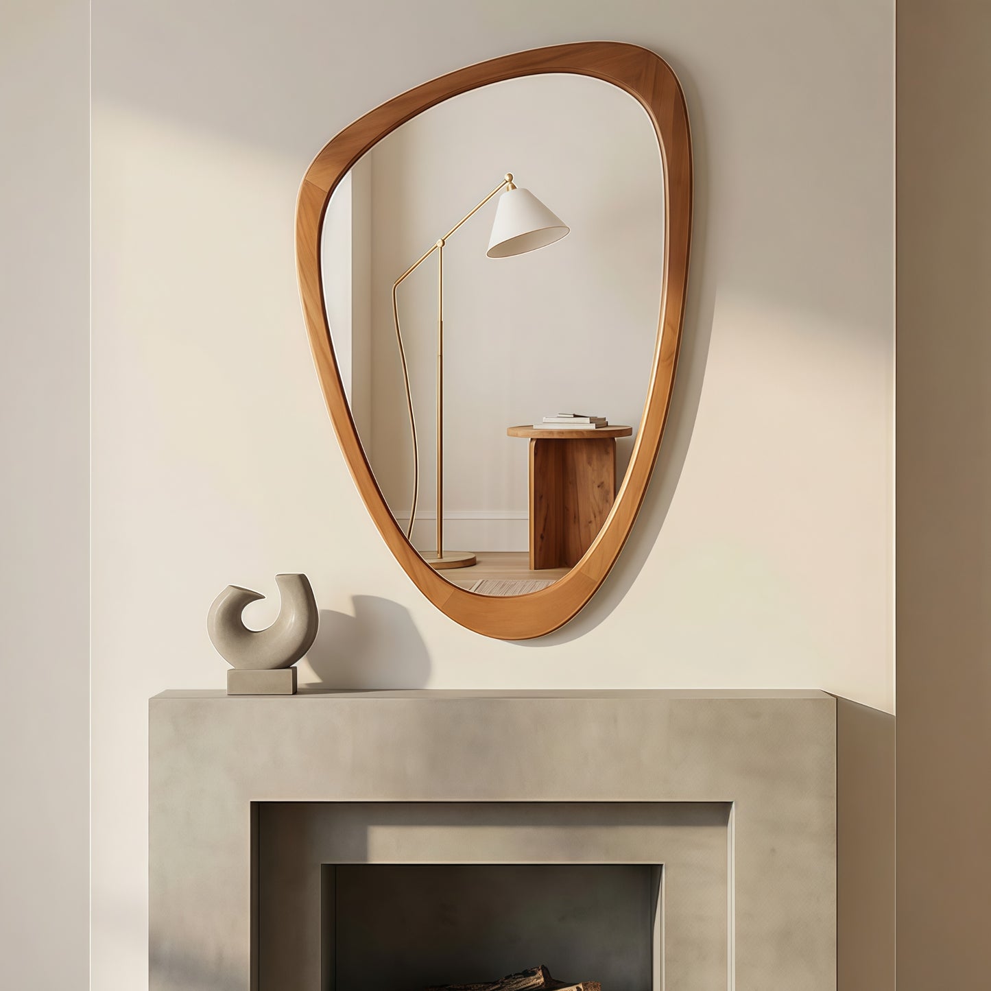 VanityFus 36-in W 24-in H Irregular Yellowish-Brown Framed Beveled Bathroom Vanity Mirror Wall Mirror