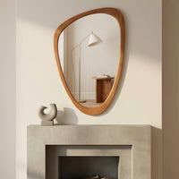 VanityFus 36-in W 24-in H Irregular Yellowish-Brown Framed Beveled Bathroom Vanity Mirror Wall Mirror