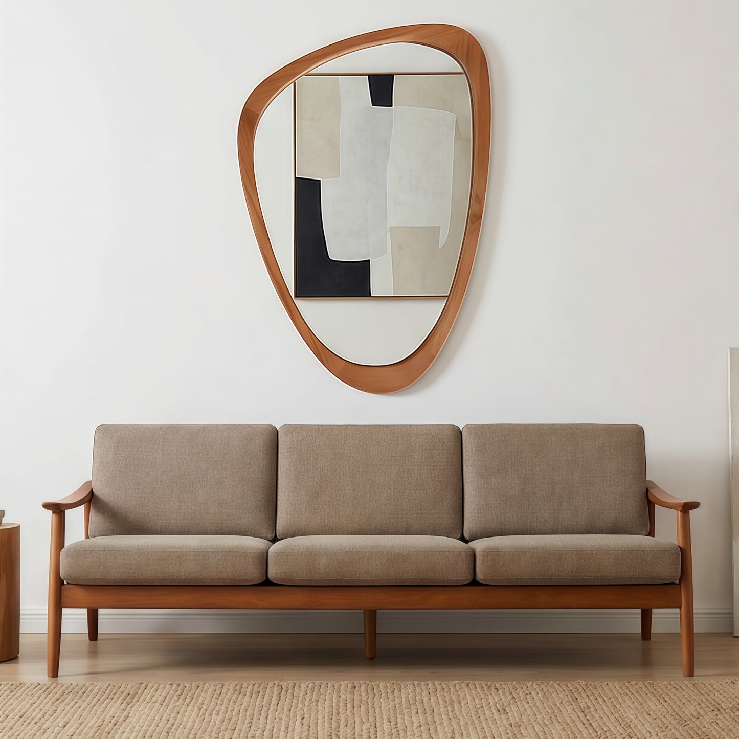 VanityFus 36-in W 24-in H Irregular Yellowish-Brown Framed Beveled Bathroom Vanity Mirror Wall Mirror