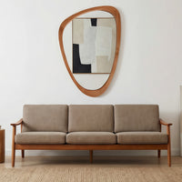VanityFus 36-in W 24-in H Irregular Yellowish-Brown Framed Beveled Bathroom Vanity Mirror Wall Mirror
