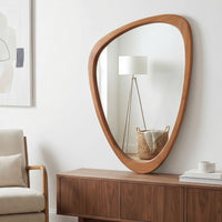 VanityFus 36-in W 24-in H Irregular Yellowish-Brown Framed Beveled Bathroom Vanity Mirror Wall Mirror