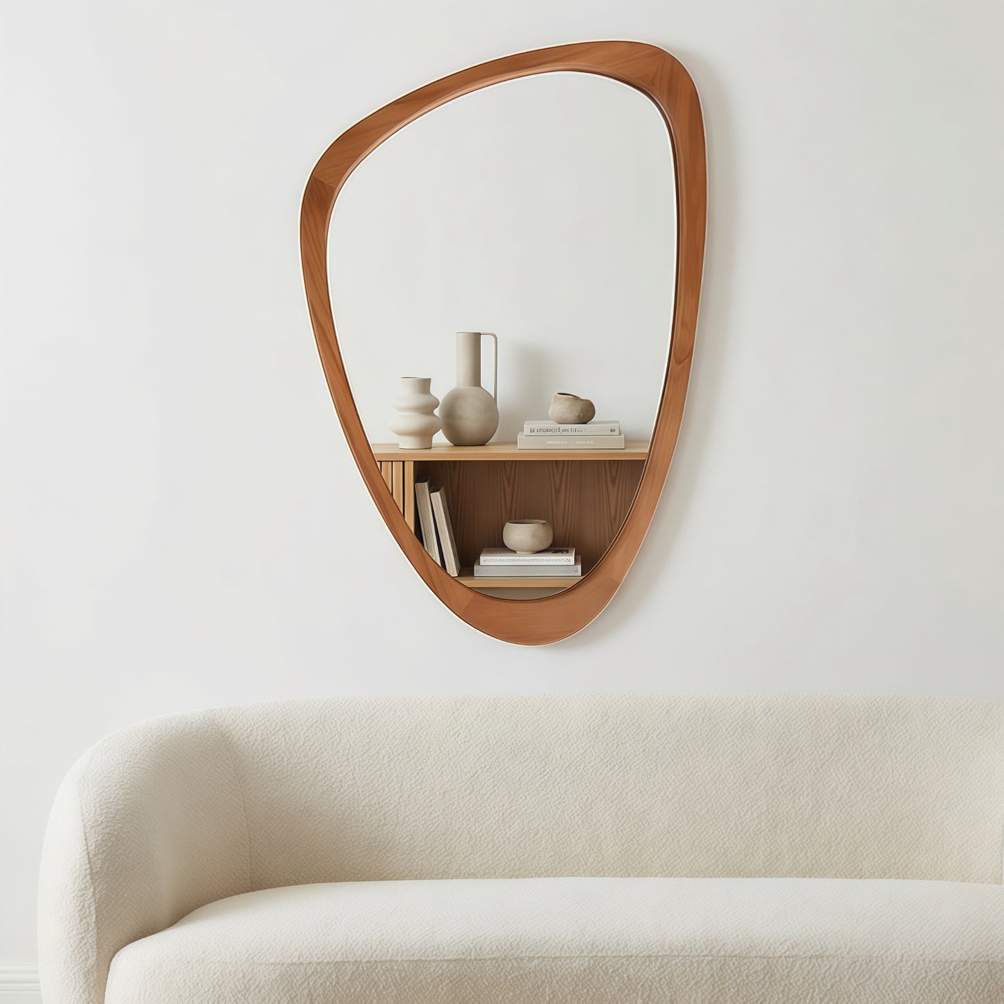 VanityFus 36-in W 24-in H Irregular Yellowish-Brown Framed Beveled Bathroom Vanity Mirror Wall Mirror