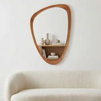 VanityFus 36-in W 24-in H Irregular Yellowish-Brown Framed Beveled Bathroom Vanity Mirror Wall Mirror