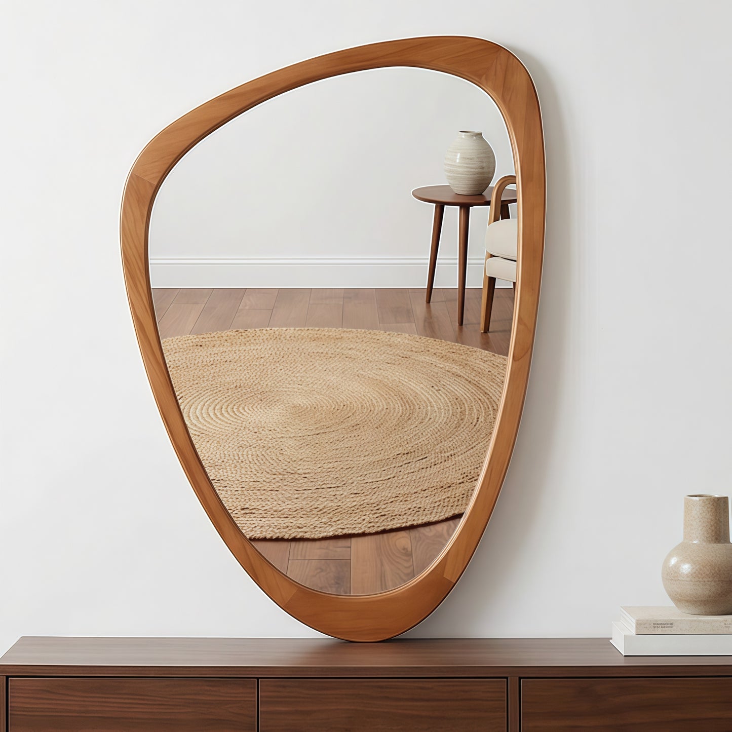 VanityFus 36-in W 24-in H Irregular Yellowish-Brown Framed Beveled Bathroom Vanity Mirror Wall Mirror