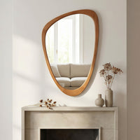 VanityFus 36-in W 24-in H Irregular Yellowish-Brown Framed Beveled Bathroom Vanity Mirror Wall Mirror
