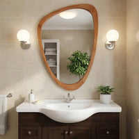 VanityFus 36-in W 24-in H Irregular Yellowish-Brown Framed Beveled Bathroom Vanity Mirror Wall Mirror