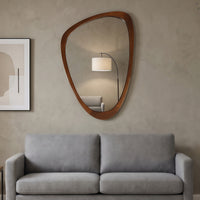 VanityFus 36-in W 24-in H Irregular Dark Walnut Framed Beveled Bathroom Vanity Mirror Wall Mirror