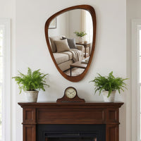VanityFus 36-in W 24-in H Irregular Dark Walnut Framed Beveled Bathroom Vanity Mirror Wall Mirror