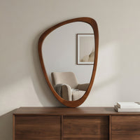 VanityFus 36-in W 24-in H Irregular Dark Walnut Framed Beveled Bathroom Vanity Mirror Wall Mirror