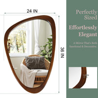 VanityFus 36-in W 24-in H Irregular Dark Walnut Framed Beveled Bathroom Vanity Mirror Wall Mirror