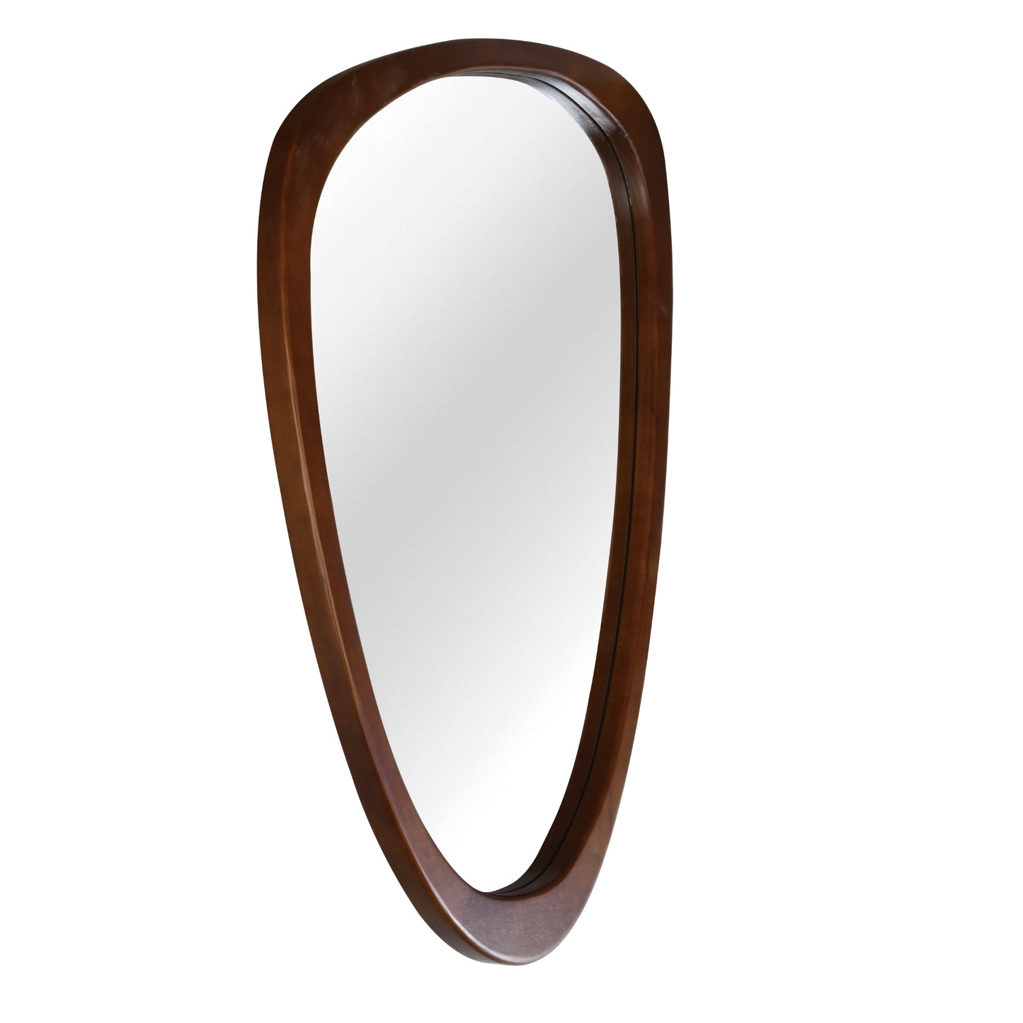 VanityFus 36-in W 24-in H Irregular Dark Walnut Framed Beveled Bathroom Vanity Mirror Wall Mirror