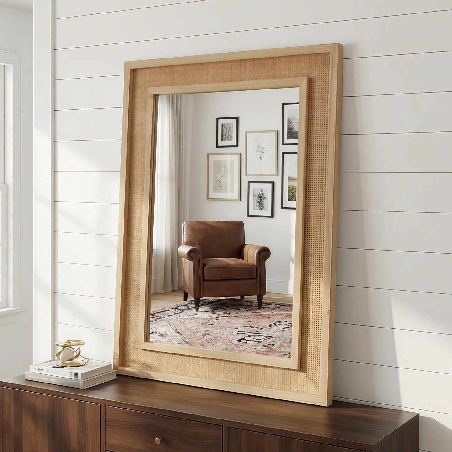 VanityFus 30-in W 20-in H Rectangle Natural Wood Framed Bathroom Vanity Mirror Wall Mirror
