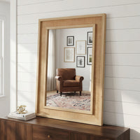 VanityFus 30-in W 20-in H Rectangle Natural Wood Framed Bathroom Vanity Mirror Wall Mirror