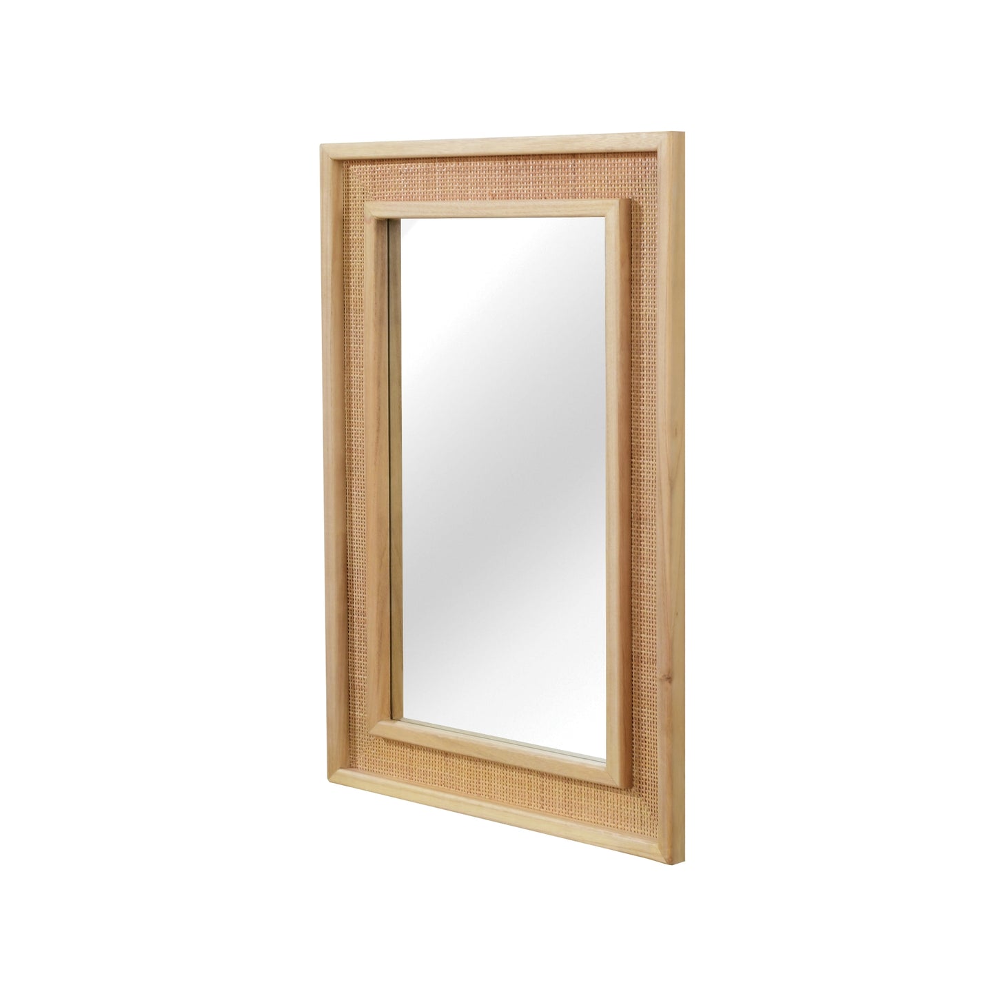 VanityFus 30-in W 20-in H Rectangle Natural Wood Framed Bathroom Vanity Mirror Wall Mirror