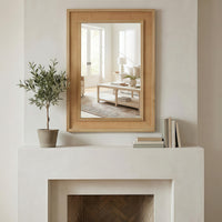 VanityFus 30-in W 20-in H Rectangle Natural Wood Framed Bathroom Vanity Mirror Wall Mirror