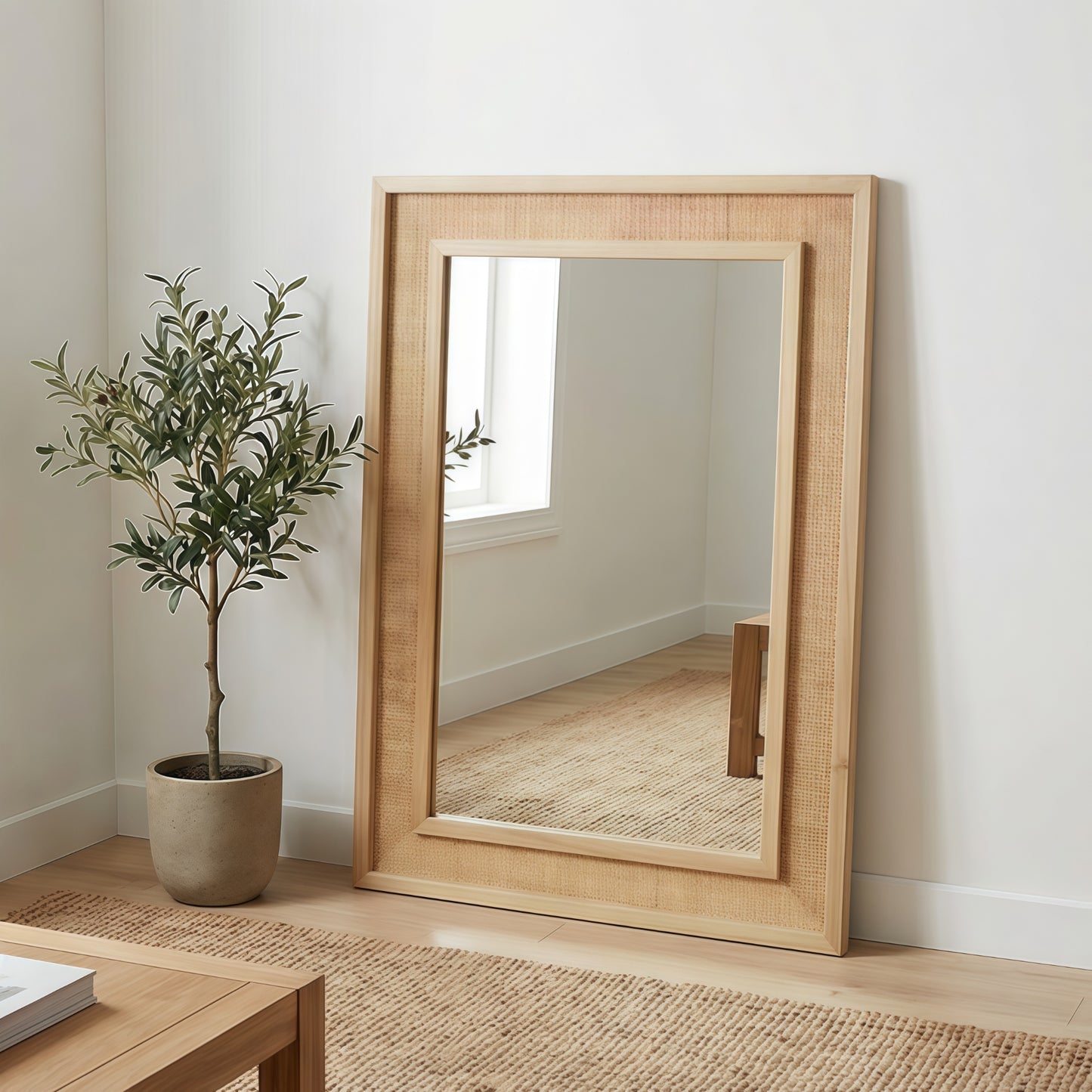 VanityFus 30-in W 20-in H Rectangle Natural Wood Framed Bathroom Vanity Mirror Wall Mirror